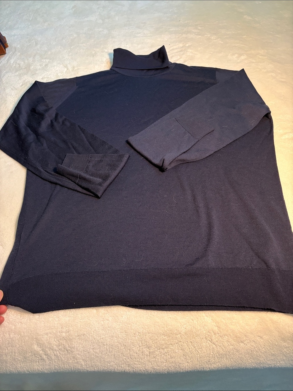 John Smedley Navy Blue Lightweight Pure New Wool Turtleneck Sweater XXL